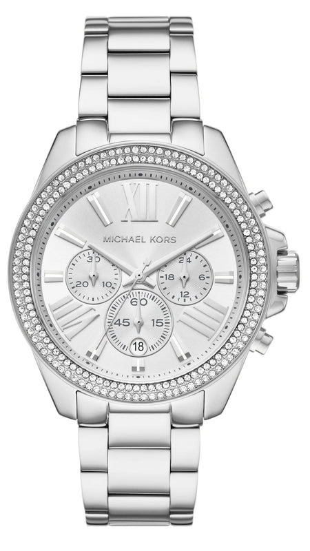 Michael Kors Wren Chronograph Silver Dial Silver Steel Strap Watch for Women - MK7429 Authentic Buy Shop Now