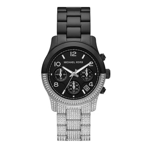 Michael Kors Runway Pavé Black Dial Two Tone Steel Strap Watch for Women - MK7433 Authentic Buy Shop Now