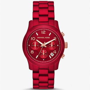 Michael Kors Runway Analog Chronograph Red Dial Red Steel Strap Watch for Women - MK7436 Authentic Buy Shop Now