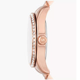 Michael Kors Lexington Three Hand Mother of Pearl Pink Dial Rose Gold Steel Strap Watch For Women - MK7444 Authentic Buy Shop Now