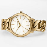 Michael Kors Runway Three-Hand White Dial Gold Steel Strap Watch for Women - MK7472 Authentic Buy Shop Now