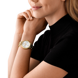 Michael Kors Runway Three-Hand White Dial Gold Steel Strap Watch for Women - MK7472 Authentic Buy Shop Now
