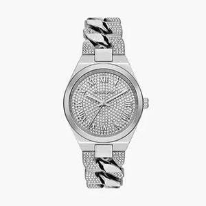 Michael Kors Lennox Pave Three-Hand Crystals Silver Dial Silver Steel Strap Watch for Women - MK7488 Authentic Buy Shop Now