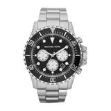 Michael Kors Everest Chronograph Black Dial Silver Steel Strap Watch For Men - MK8256 Authentic Buy Shop Now