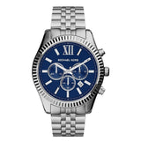 Michael Kors Lexington Chronograph Blue Dial Silver Steel Strap Watch for Men - MK8280 Authentic Buy Shop Now