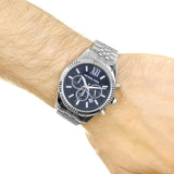 Michael Kors Lexington Chronograph Blue Dial Silver Steel Strap Watch for Men - MK8280 Authentic Buy Shop Now