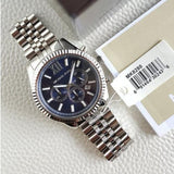Michael Kors Lexington Chronograph Blue Dial Silver Steel Strap Watch for Men - MK8280 Authentic Buy Shop Now