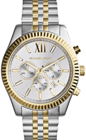Michael Kors Lexington Silver Dial Two Tone Steel Strap Watch for Men - MK8344 Authentic Buy Shop Now