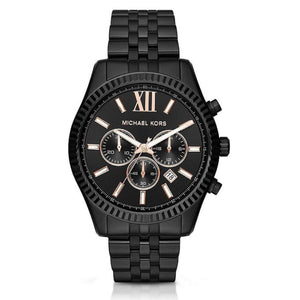 Michael Kors Lexington Chronograph Black Dial Black Steel Strap Watch For Men - MK8467 Authentic Buy Shop Now