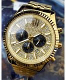Michael Kors Lexington Crystals Gold Dial Gold Steel Strap Watch for Men - MK8494 Authentic Buy Shop Now