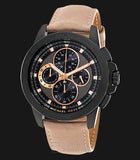 Michael Kors Ryker Chronograph Black Dial Beige Leather Strap Watch For Men - MK8520 Authentic Buy Shop Now
