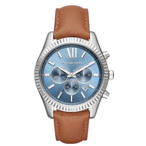Michael Kors Lexington Chronograph Blue Dial Brown Leather Strap Watch For Men - MK8537 Authentic Buy Shop Now