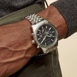 Michael Kors Lexington Chronograph Black Dial Black Steel Strap Watch For Men - MK8602 Authentic Buy Shop Now