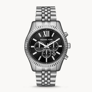 Michael Kors Lexington Chronograph Black Dial Black Steel Strap Watch For Men - MK8602 Authentic Buy Shop Now