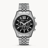 Michael Kors Lexington Chronograph Black Dial Black Steel Strap Watch For Men - MK8602 Authentic Buy Shop Now