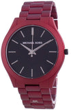 Michael Kors Slim Runway Quartz Black Dial Red Steel Strap Watch for Men - MK8712 Authentic Buy Shop Now
