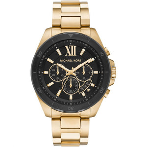 Michael Kors Brecken Chronograph Black Dial Gold Steel Strap Watch For Men - MK8848 Authentic Buy Shop Now