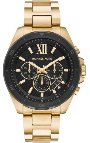 Michael Kors Brecken Chronograph Black Dial Gold Steel Strap Watch For Men - MK8848 Authentic Buy Shop Now