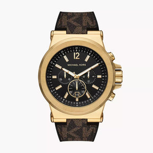 Michael Kors Dylan Chronograph Black Dial Brown Rubber Strap Watch For Men - MK8904 Authentic Buy Shop Now