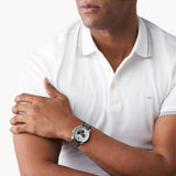 Michael Kors Brecken Chronograph Silver Dial Grey Leather Strap Watch For Men - MK8922 Authentic Buy Shop Now