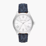 Michael Kors Benning Three Hand Silver Dial Blue Leather Strap Watch For Men - MK8930 Authentic Buy Shop Now