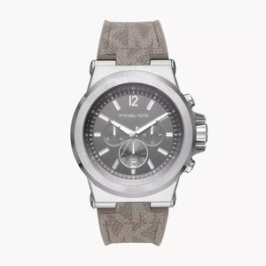 Michael Kors Dylan Chronograph Grey Dial Grey PVC Strap Watch For Men - MK8935 Authentic Buy Shop Now