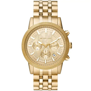 Michael Kors Hutton Chronograph Gold Dial Gold Steel Strap Watch For Men - MK8953 Authentic Buy Shop Now