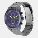 Michael Kors Accelerator Chronograph Blue Dial Grey Steel Strap Watch For Men - MK9111 Authentic Buy Shop Now