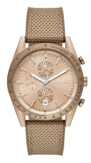 Michael Kors Warren Chronograph Beige Dial Beige Nylon Strap Watch for Men - MK9145 Authentic Buy Shop Now