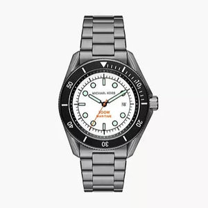 Michael Kors Maritime Three-Hand White Dial Grey Steel Strap Watch for Men - MK9163 Authentic Buy Shop Now