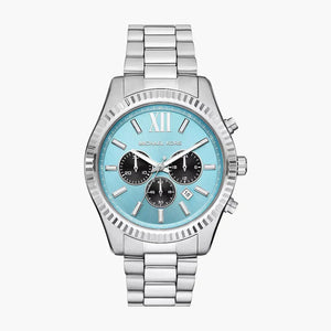Michael Kors Lexington Chronograph Blue Dial Silver Steel Strap Watch for Men - MK9165 Authentic Buy Shop Now