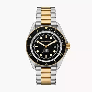 Michael Kors Maritime Three Hand Black Dial Two Tone Steel Strap Watch for Men - MK9180 Authentic Buy Shop Now