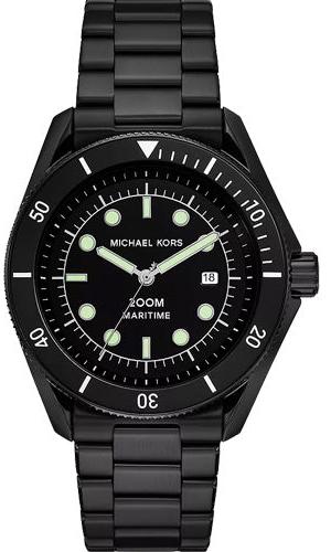 Michael Kors Maritime Three Hand Black Dial Black Steel Strap Watch for Men - MK9181 Authentic Buy Shop Now