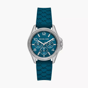 Michael Kors Mini Pilot Pave Blue Dial Blue Silicone Strap Watch for Women - MKO1004 Authentic Buy Shop Now