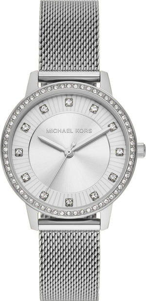 Michael Kors Quartz Crystals White Dial Silver Mesh Strap Watch for Women - MKO1013 Authentic Buy Shop Now