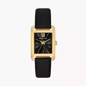 Michael Kors Monroe Three Hand Black Dial Black Leather Strap Watch for Women - MKO1027 Authentic Buy Shop Now