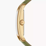 Michael Kors Monroe Three-Hand Silver Dial Green Leather Strap Watch for Women - MKO1028 Authentic Buy Shop Now