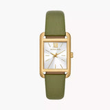 Michael Kors Monroe Three-Hand Silver Dial Green Leather Strap Watch for Women - MKO1028 Authentic Buy Shop Now