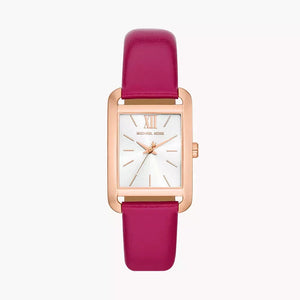 Michael Kors Monroe Three Hand White Dial Pink Leather Strap Watch for Women - MKO1029 Authentic Buy Shop Now