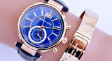 Michael Kors Sawyer Blue Dial Blue Leather Strap Watch for Women - MK2425 Authentic Buy Shop Now