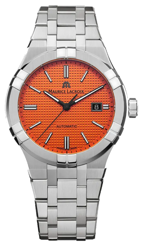 Maurice Lacroix Aikon Limited Edition Automatic Date Orange Dial Silver Steel Strap Watch For Men - AI6008-SS00F-530-1 Authentic Buy Shop Now