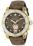 Gucci Dive Doraemon Brown Dial Brown Leather Strap Watch For Men - YA136334 Authentic Buy Shop Now