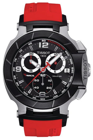 Tissot T Race Chronograph Black Dial Red Rubber Strap Watch for Men - T048.417.27.057.01 Authentic Buy Shop Now