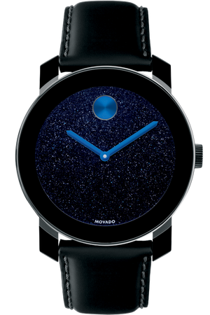Movado Bold Metallic Blue Dial Black Leather Strap Watch for Men - 3600137 Authentic Buy Shop Now