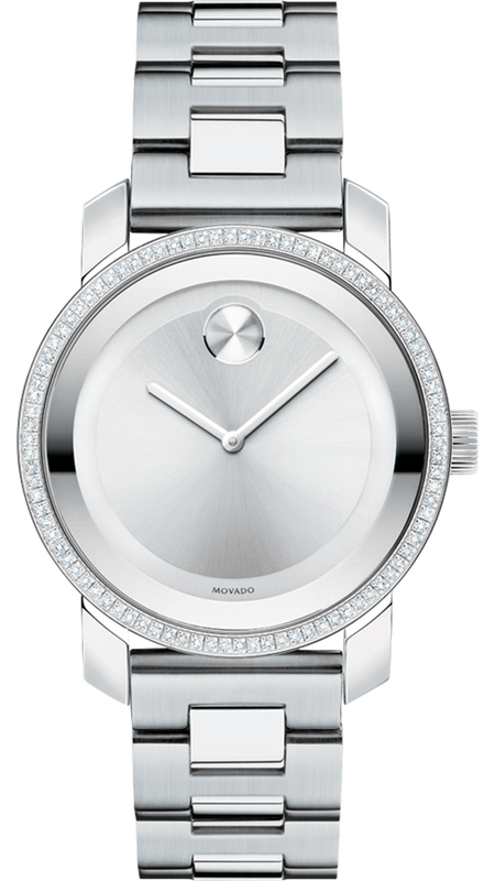 Movado Bold Diamonds Silver Dial Silver Steel Strap Watch for Women - 3600149 Authentic Buy Shop Now
