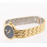 Movado Veturi Black Dial Gold Steel Strap Watch for Women - 0606935 Authentic Buy Shop Now