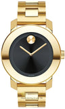 Movado Bold Black Dial Gold Steel Strap Unisex Watch - 3600397 Authentic Buy Shop Now