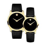 Movado Museum Black Dial Black Leather Strap Watch For Men - 0607014 Authentic Buy Shop Now