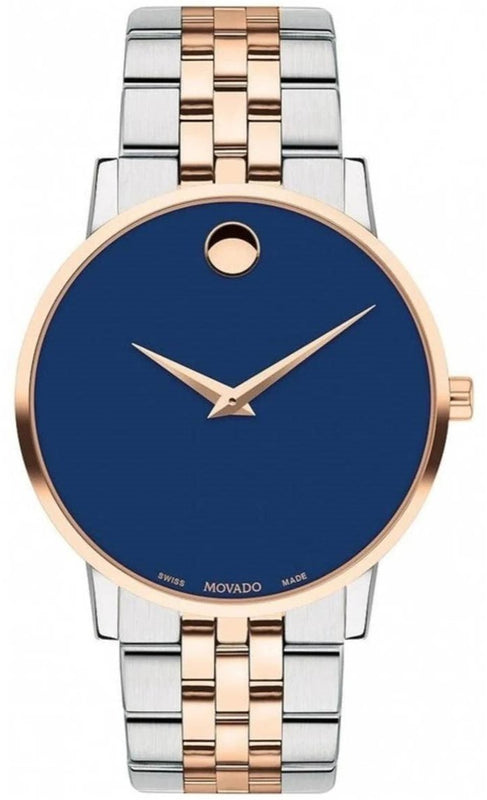 Movado Museum Classic Blue Dial Two Tone Steel Strap Watch for Men - 0607267 Authentic Buy Shop Now