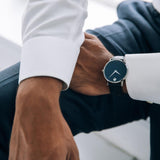 Movado Museum Classic Blue Dial Black Leather Strap Watch for Men - 0607197 Authentic Buy Shop Now